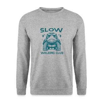 Slow Walking Club Reptile Lover Cool Animal Turtle - Unisex Sweatshirt - salt & pepper - Front - Alina (178cm) & Michal (187cm)