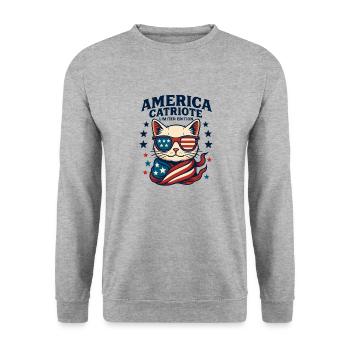 Amerika Catriote Limited Edition - Unisex Pullover - Weißgrau meliert - Vorne - Alina (178cm) & Michal (187cm)