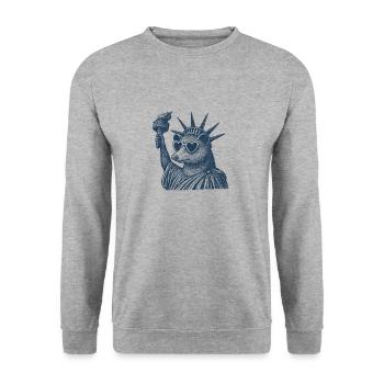 Opossum Statue of Liberty - Unisex Sweatshirt - salt & pepper - Front - Alina (178cm) & Michal (187cm)