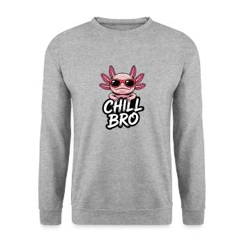 Chill Bro Axolotl chillen bruder - Unisex Pullover - Weißgrau meliert - Vorne - Alina (178cm) & Michal (187cm)