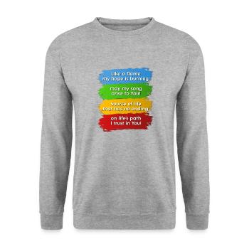 Hymne du Jubilé de Rome 2025 en anglais - Sweat-shirt Unisexe - gris chiné - Devant - Alina (178cm) & Michal (187cm)