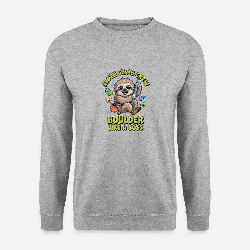 Lustiges Faultier Boulder Design - Unisex Pullover - Weißgrau meliert