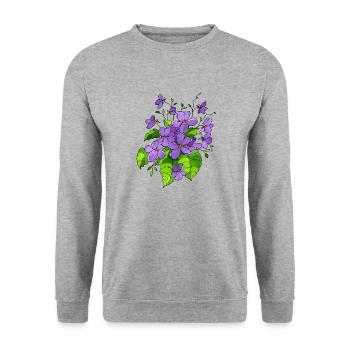 Blumen - Unisex Pullover - Weißgrau meliert - Vorne - Alina (178cm) & Michal (187cm)