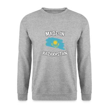 Made in Kasazkhstan - Unisex Pullover - Weißgrau meliert - Vorne - Alina (178cm) & Michal (187cm)