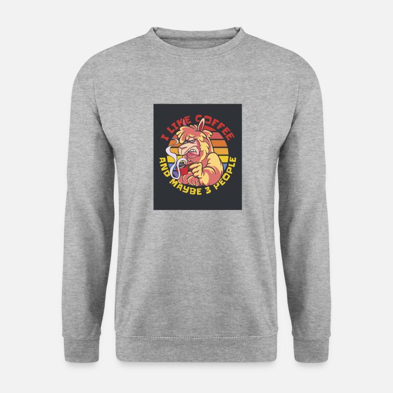 16992 GrumpyAlpacaTshirt PR - Sweat-shirt Unisexe - gris chiné