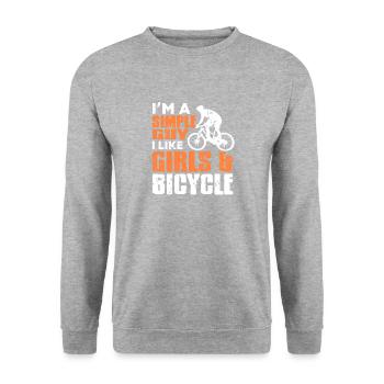 Un gars simple qui aime les vélos et les femmes - Sweat-shirt Unisexe - gris chiné - Devant - Alina (178cm) & Michal (187cm)