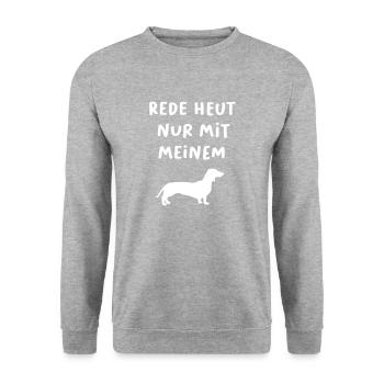 Teckel Chasse Dictons Cool Humeur Chien Chasseur Woof - Sweat-shirt Unisexe - gris chiné - Devant - Alina (178cm) & Michal (187cm)
