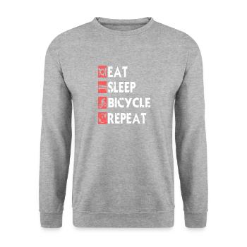 Eat Sleep Pedal Repeat Bicycle Lifestyle - Unisex Pullover - Weißgrau meliert - Vorne - Alina (178cm) & Michal (187cm)