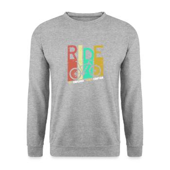 Ride Bike Eco Quote Zero Emission Cyclist Gear - Unisex Sweatshirt - salt & pepper - Front - Alina (178cm) & Michal (187cm)