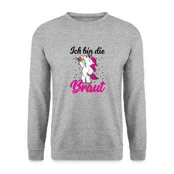 Junggesellinnenabschied-Braut Team Frauen - Unisex Pullover - Weißgrau meliert - Vorne - Alina (178cm) & Michal (187cm)