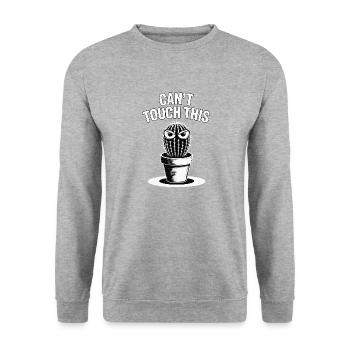Can't Touch This – Funny Cactus with Saying - Unisex Sweatshirt - salt & pepper - Front - Alina (178cm) & Michal (187cm)