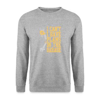 I Can’t Have Plans Garage Time Wrench Life - Unisex Pullover - Weißgrau meliert - Vorne - Alina (178cm) & Michal (187cm)