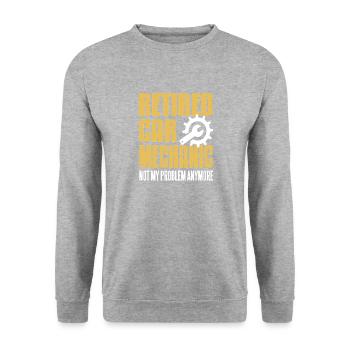 Retired Car Mechanic Not My Problem Anymore - Unisex Pullover - Weißgrau meliert - Vorne - Alina (178cm) & Michal (187cm)