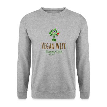 VEGAN WIFE - Unisex Sweatshirt - salt & pepper - Front - Alina (178cm) & Michal (187cm)
