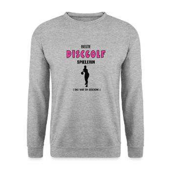 Discgolf Spielerin Beste Discgolferin Geburtstag - Unisex Pullover - Weißgrau meliert - Vorne - Alina (178cm) & Michal (187cm)