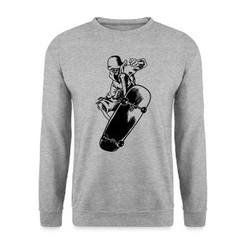 BOARD SKATER BOARDER SK8 LONGBOARDER SKATING MOTIV - Unisex Pullover - Weißgrau meliert - Vorne - Alina (178cm) & Michal (187cm)