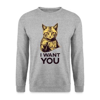 Chat adoption humour je te veux - Sweat-shirt Unisexe - gris chiné - Devant - Alina (178cm) & Michal (187cm)