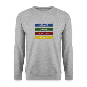 REDUCE REUSE RECYCLE Klimaschützer Umweltschutz - Unisex Pullover - Weißgrau meliert - Vorne - Alina (178cm) & Michal (187cm)