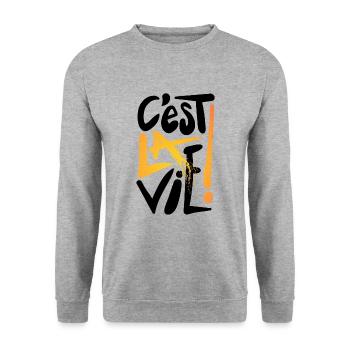 C'est la vie ! Only One Place - Sweat-shirt Unisexe - gris chiné - Devant - Alina (178cm) & Michal (187cm)