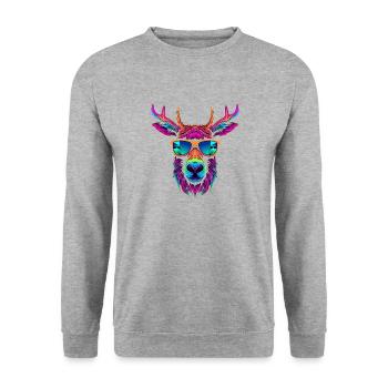 Nature America American Elk Animal Shelter Wild - Unisex Sweatshirt - salt & pepper - Front - Alina (178cm) & Michal (187cm)