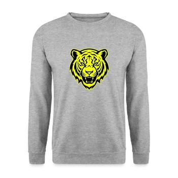 Tiger Kopf Porträt Symbol - Unisex Pullover - Weißgrau meliert - Vorne - Alina (178cm) & Michal (187cm)