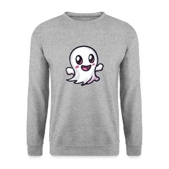 Ghost Halloween Comic Baby - Unisex Sweatshirt - salt & pepper - Front - Alina (178cm) & Michal (187cm)
