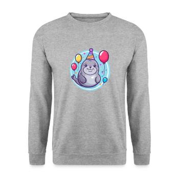 phoque animal anniversaire bébé - Sweat-shirt Unisexe - gris chiné - Devant - Alina (178cm) & Michal (187cm)