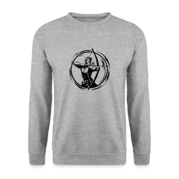 Archery Man - Unisex Sweatshirt - salt & pepper - Front - Alina (178cm) & Michal (187cm)