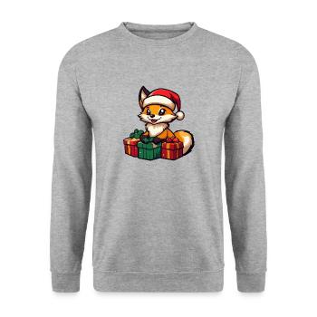 Fuchs Weihnachten Geschenke - Unisex Pullover - Weißgrau meliert - Vorne - Alina (178cm) & Michal (187cm)