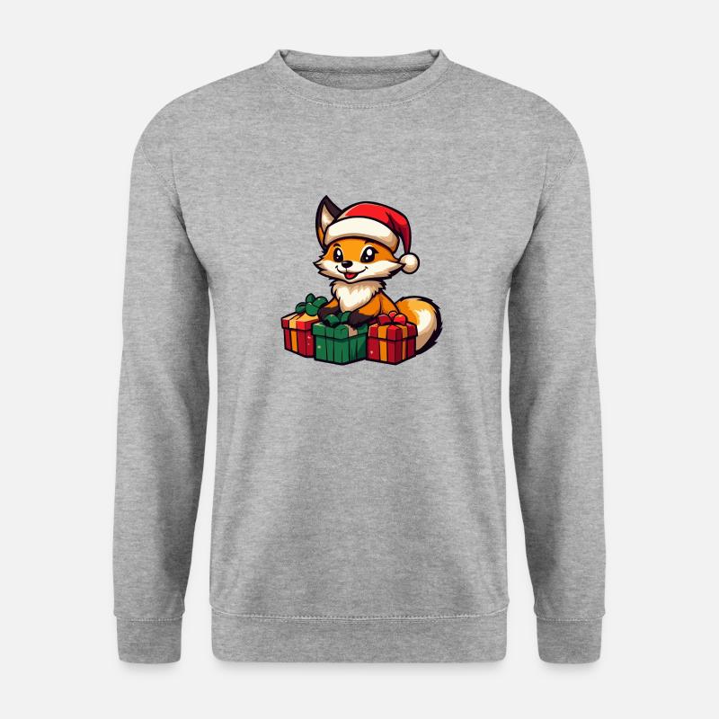 Fuchs Weihnachten Geschenke - Unisex Pullover - Weißgrau meliert
