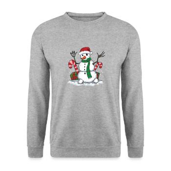 Conception hivernale du bonhomme de neige - Sweat-shirt Unisexe - gris chiné - Devant - Alina (178cm) & Michal (187cm)