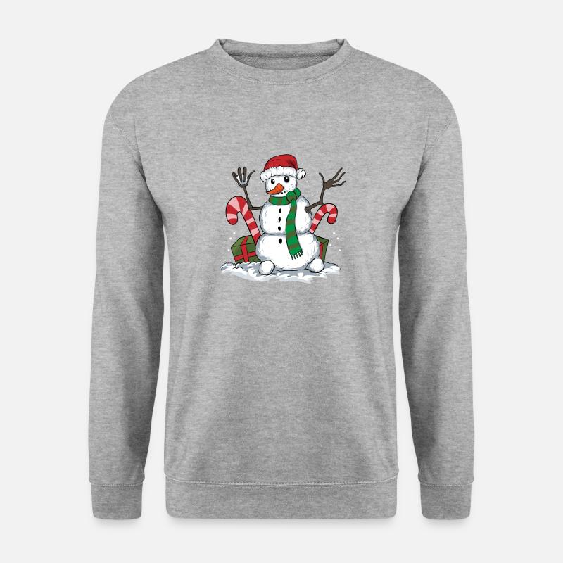 Winter snowman design - Unisex Pullover - Weißgrau meliert