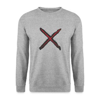 Red X - St. Andrew's Cross Grunge Style red on black - Unisex Sweatshirt - salt & pepper - Front - Alina (178cm) & Michal (187cm)