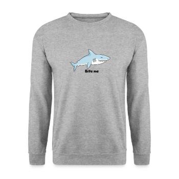 Requin et humour - Sweat-shirt Unisexe - gris chiné - Devant - Alina (178cm) & Michal (187cm)