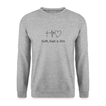 Jesus Christ of Nazareth Faith Bible Jesus - Unisex Sweatshirt - salt & pepper - Front - Alina (178cm) & Michal (187cm)