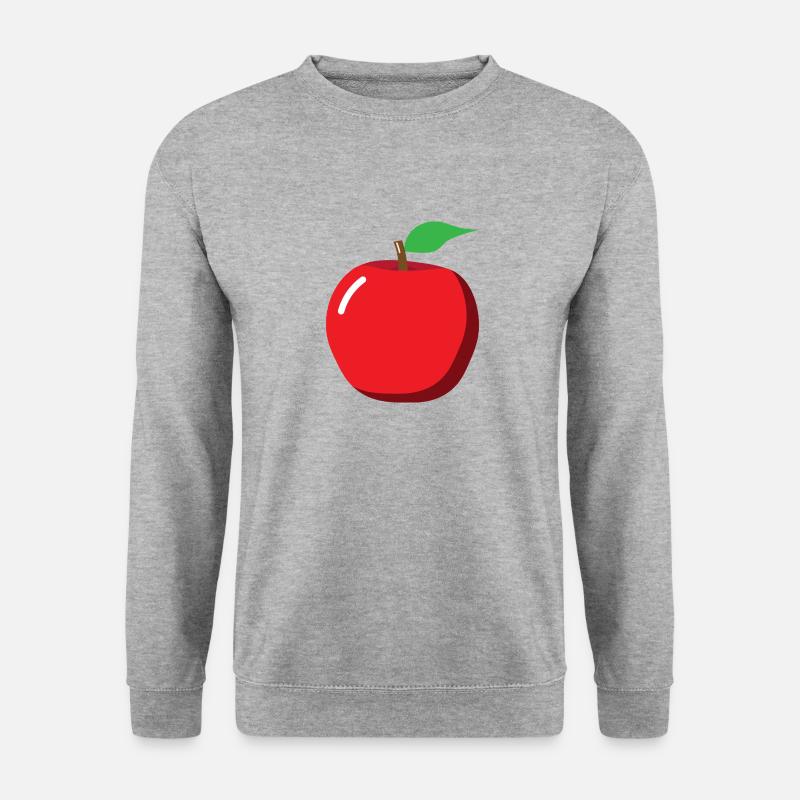 Apfel - Illustration - Unisex Pullover - Weißgrau meliert