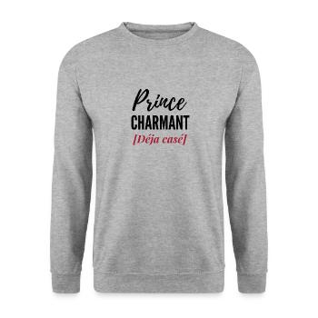 Prince charmant déjà casé - Sweat-shirt Unisexe - gris chiné - Devant - Alina (178cm) & Michal (187cm)