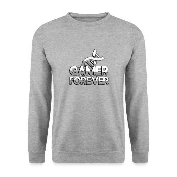 GAMER FOREVER + DNA - Gaming - Unisex Sweatshirt - salt & pepper - Front - Alina (178cm) & Michal (187cm)