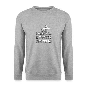 MIR EGAL... ICH GEH ZOCKEN! + DNA - Gaming - Unisex Pullover - Weißgrau meliert - Vorne - Alina (178cm) & Michal (187cm)