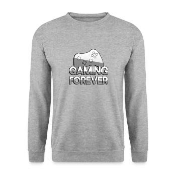 GAMING FOREVER + Controller - Gaming - Unisex Sweatshirt - salt & pepper - Front - Alina (178cm) & Michal (187cm)