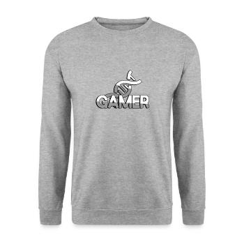 GAMER + DNA - Gaming - Unisex Sweatshirt - salt & pepper - Front - Alina (178cm) & Michal (187cm)