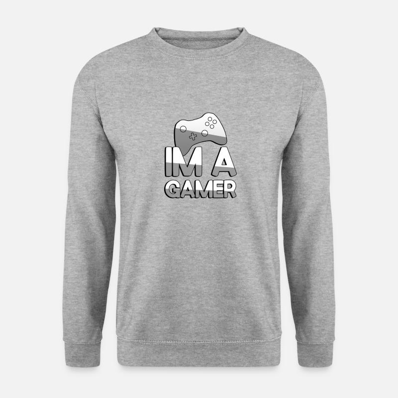 IM A GAMER + Controller - Gaming - Unisex Pullover - Weißgrau meliert