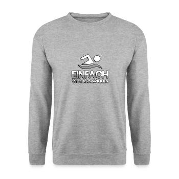 EINFACH WEITERSCHWIMMEN + Schwimmer - Schwimmen - Unisex Pullover - Weißgrau meliert - Vorne - Alina (178cm) & Michal (187cm)