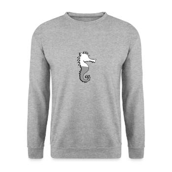 Seepferdchen - Illustration - Unisex Pullover - Weißgrau meliert - Vorne - Alina (178cm) & Michal (187cm)