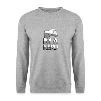 IM A NERD + Contrôleur - Jeux - Sweat-shirt Unisexe - gris chiné - Devant - Alina (178cm) & Michal (187cm)