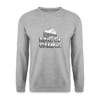 KING OF GAMING + Controller - Gaming - Unisex Sweatshirt - salt & pepper - Front - Alina (178cm) & Michal (187cm)