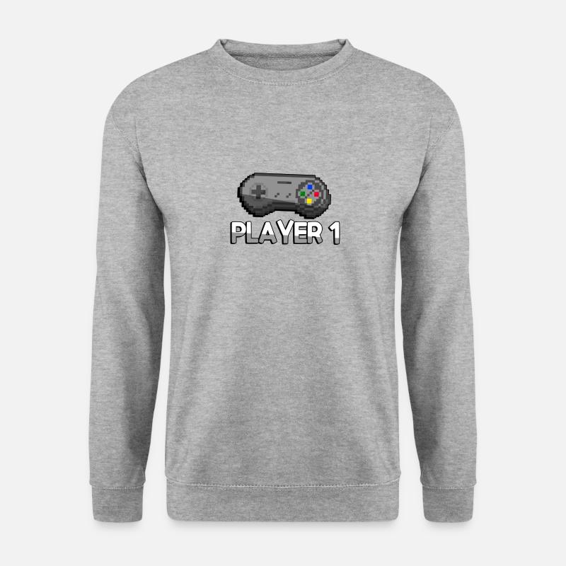 PLAYER 1 + SNES Controller - Gaming - Unisex Sweatshirt - salt & pepper