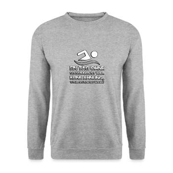 EIN TAG OHNE SCHWIMMEN IST WIE... KEINE AHNUNG - Unisex Pullover - Weißgrau meliert - Vorne - Alina (178cm) & Michal (187cm)