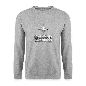 CAMPING WARRIOR + Kompass - Camping - Unisex Pullover - Weißgrau meliert - Vorne - Alina (178cm) & Michal (187cm)
