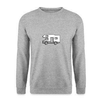 Campingbus - Illustration - Unisex Pullover - Weißgrau meliert - Vorne - Alina (178cm) & Michal (187cm)